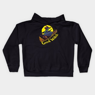 Good Witch  Design for a Witch riding a broom Kids Hoodie